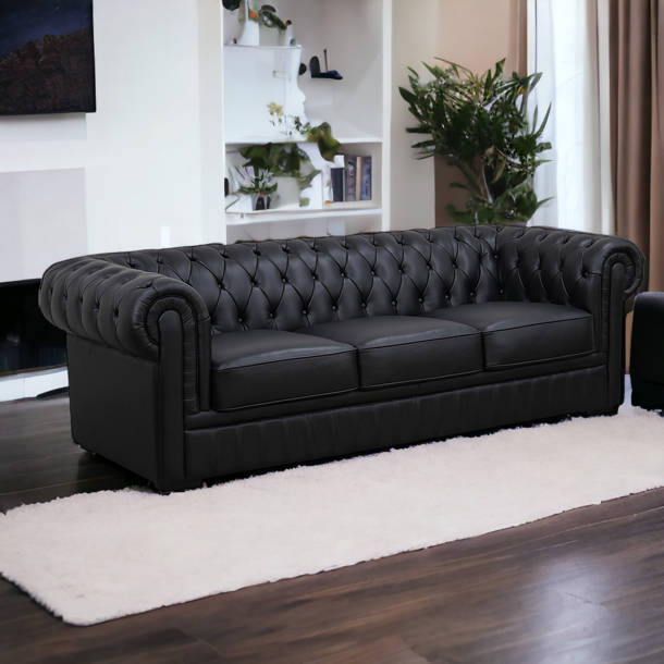 Mercer41 Glanton 89'' Leather Sofa Wayfair